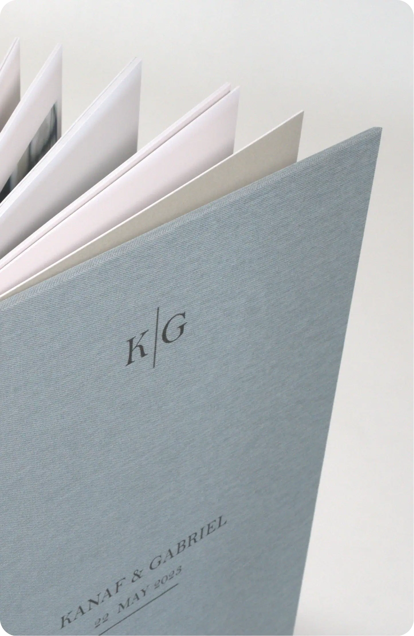 Close-up of binding materials for wedding invitations and craft projects.