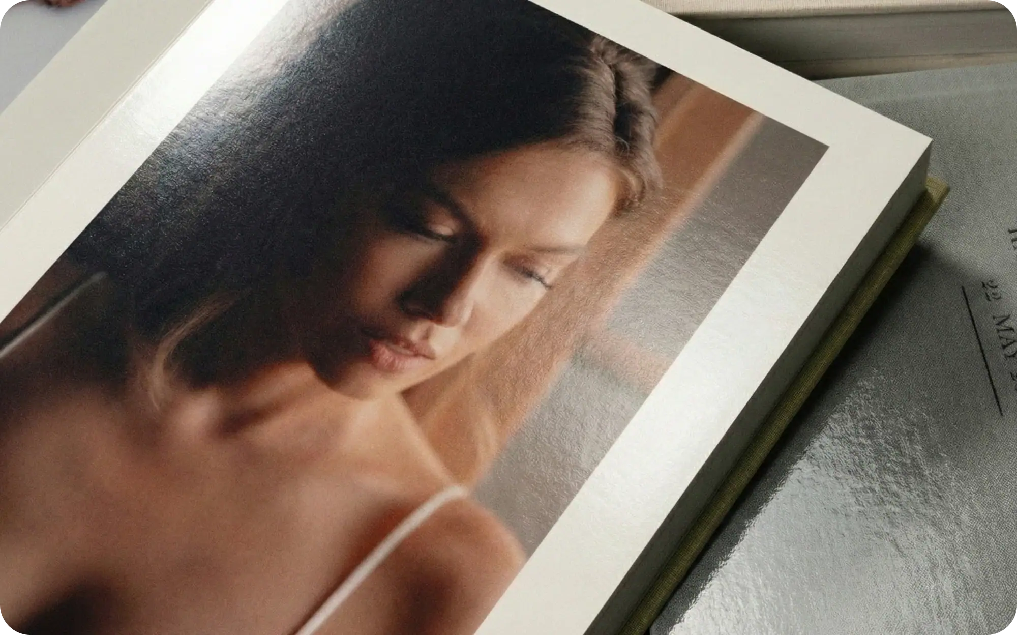 A woman reading a paper sheet, focusing on printed documents or stationery.